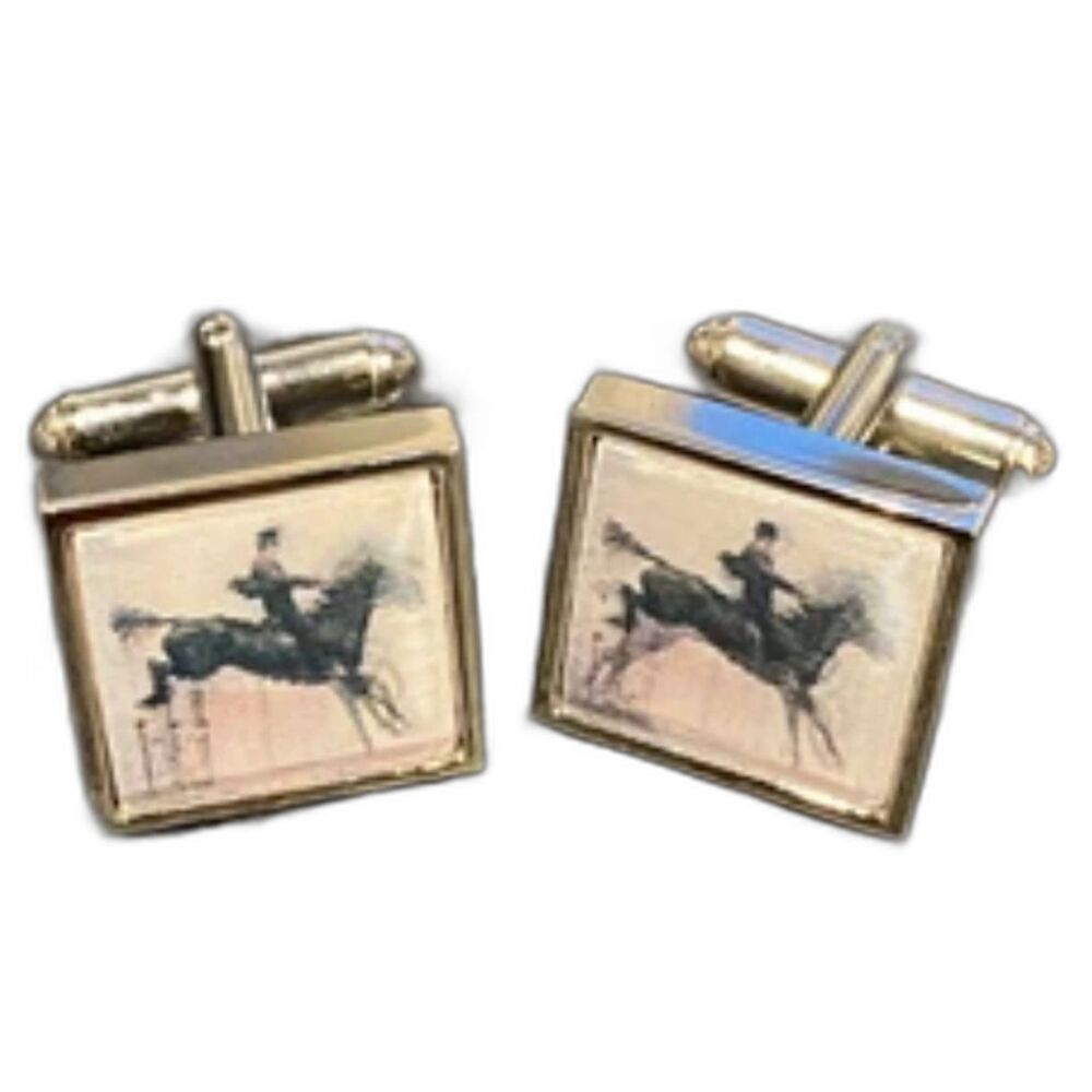 Equestrian Lenticular Moving Horse Jumping Cufflinks - Last One